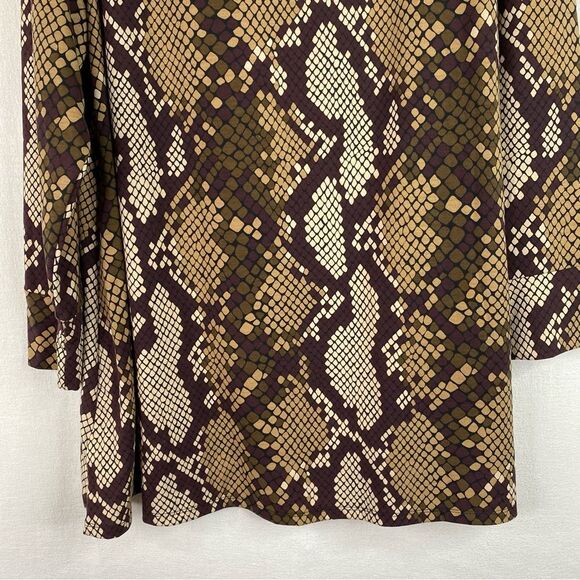 LulaRoe Elizabeth Tunic Women’s 2X Brown Tan Snake Reptile V Neck Long Sleeve - Picture 7 of 9
